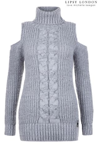 Lipsy Love Michelle Keegan Cold Shoulder Roll Neck Jumper